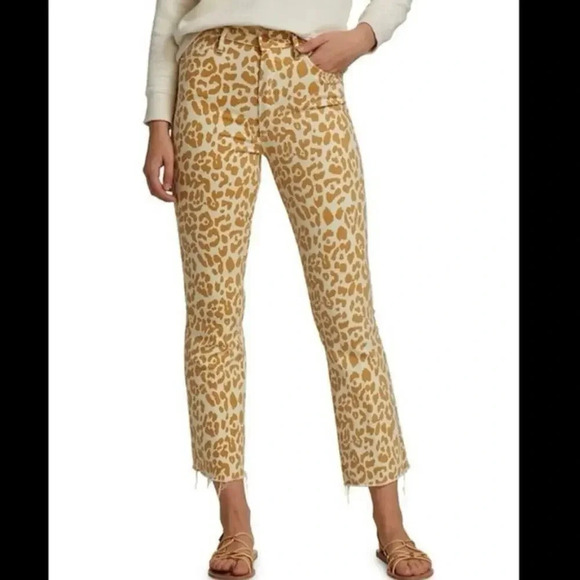 NWT Mother The Hustler Ankle Fray Prowl Animal Print High Rise Denim Jeans Sz 27 - Picture 8 of 9